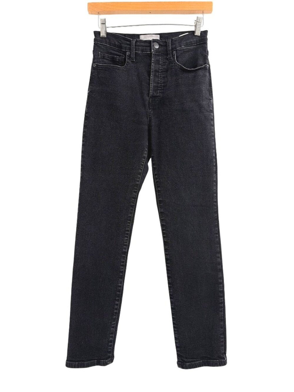 Everlane High-Rise Slim Straight Cigarette Jeans Womens 28 Black Stretch Grunge